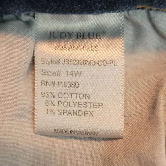 Judy Blue Jeans 14 W Skinny Fit Raw Hem Medium Dark Wash Ripped Stretch - Picture 6 of 12